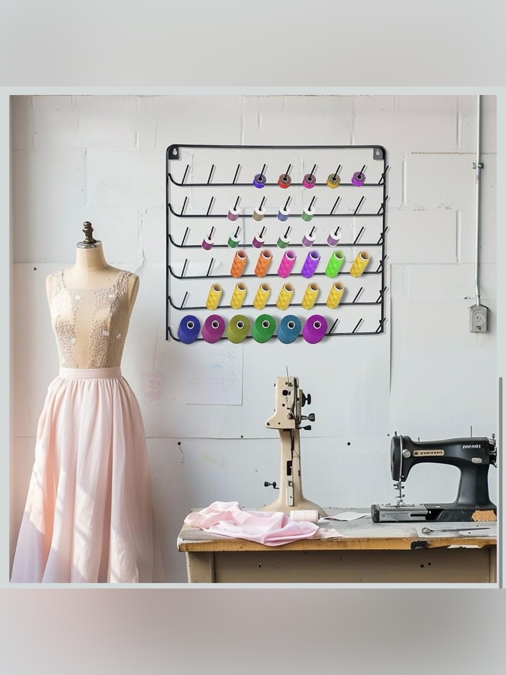 Colorful Thread Spool Wall Rack Organizer - Picture 4 of 5